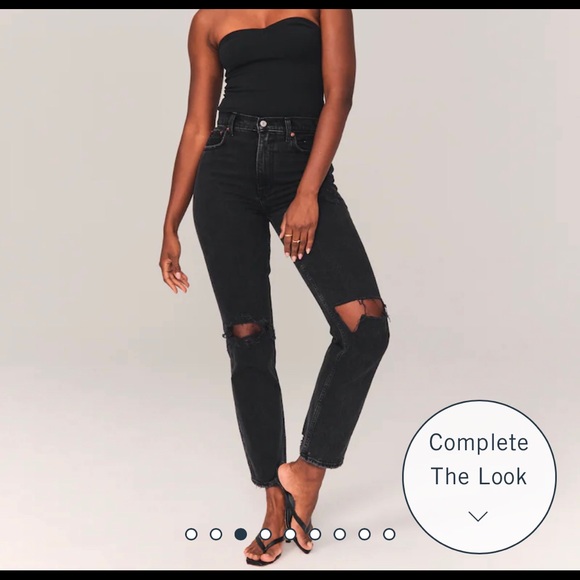 Abercrombie & Fitch Curve Love Ultra High Rise 90s Straight Jean - Ripped black - Picture 2 of 11